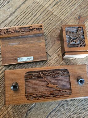 Walnut Vintage Lasercraft Desk Organizer Set
